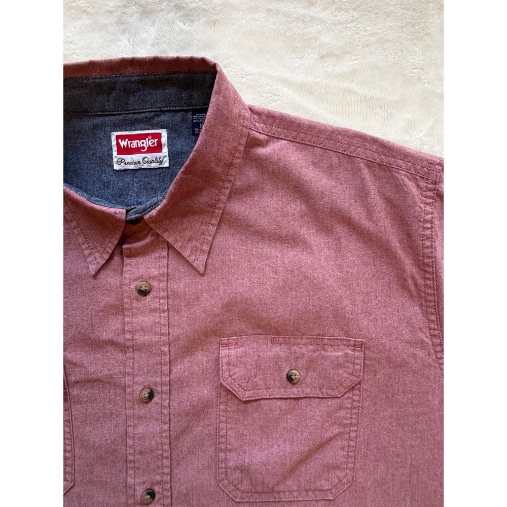Wrangler Red Short Sleeve Button Down Work Shirt Mens XL Excellent
